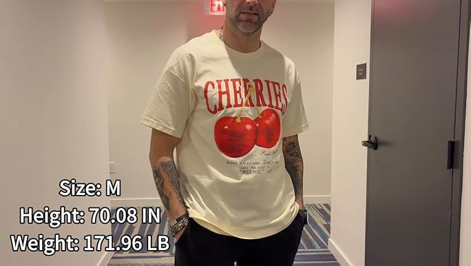 Pairxily Oversized Graphic Tees Vintage Cherry Fruit Shirt