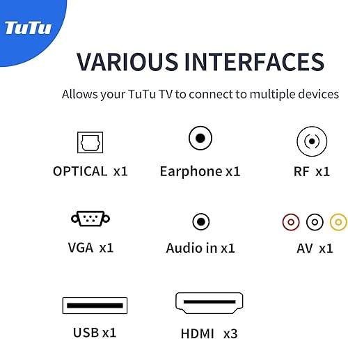 Miniatura 9 de TuTu Televisor LED HD 720P de 24 pulgadas con reproductor de DVD integrado, 3 HDMI USB óptico VGA, funciona simplemente para cocina, habitación de