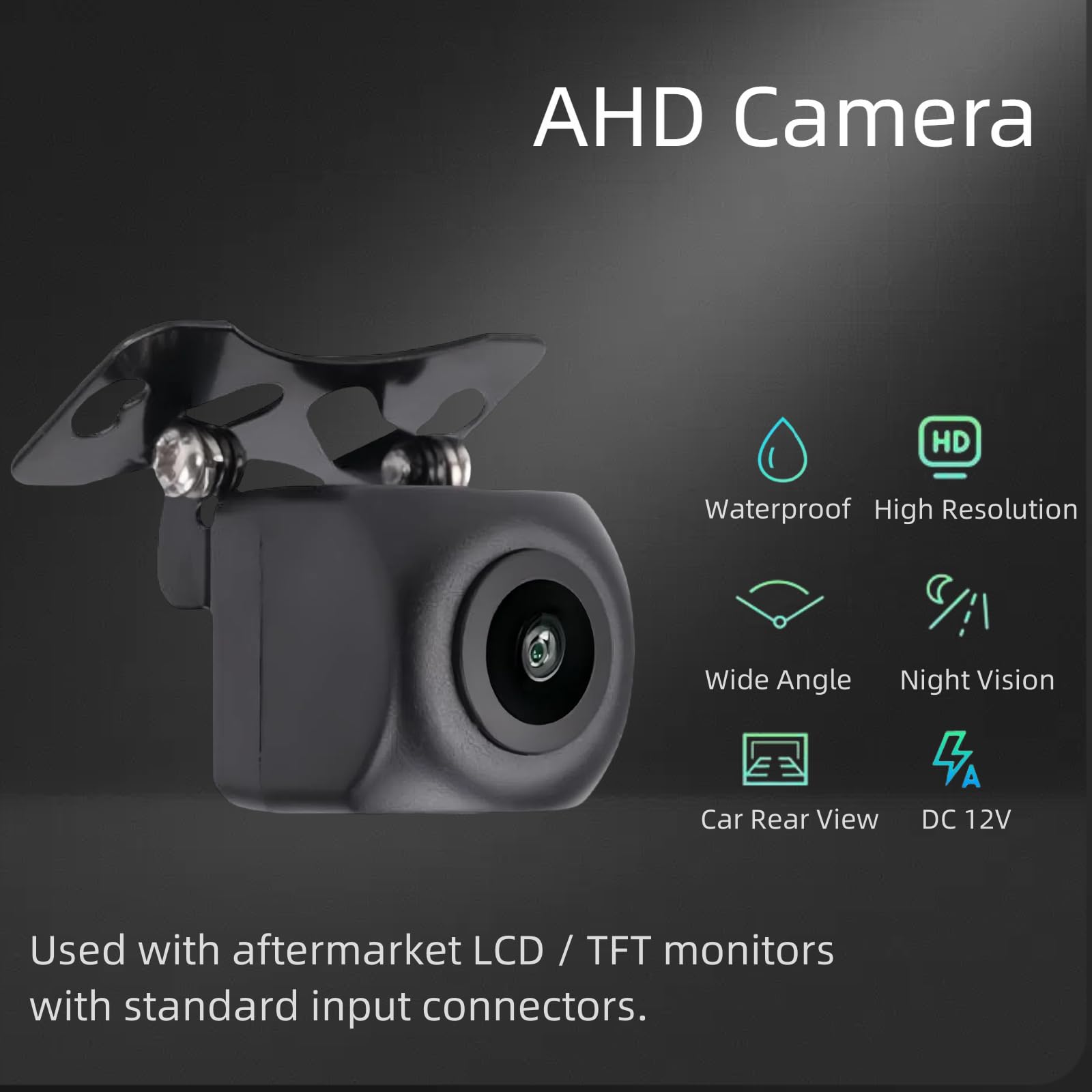 4 Pin Caméra de Recul AHD 1080P Caméra de Vision Arrière Étanche 2.5mm Caméra pour Voiture Angle de Vue 149° 720/1080P Modifiable Caméra de Recul Nocturne pour Carplay Portable