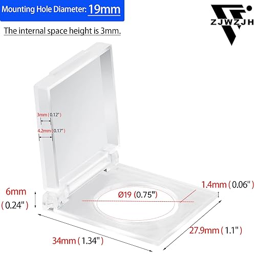 Miniatura 2 de 3 tapas de interruptor de botón de 0.748 in, almohadilla de luz de arte de diamante, cubierta protectora de botón táctil para almohadilla de luz,
