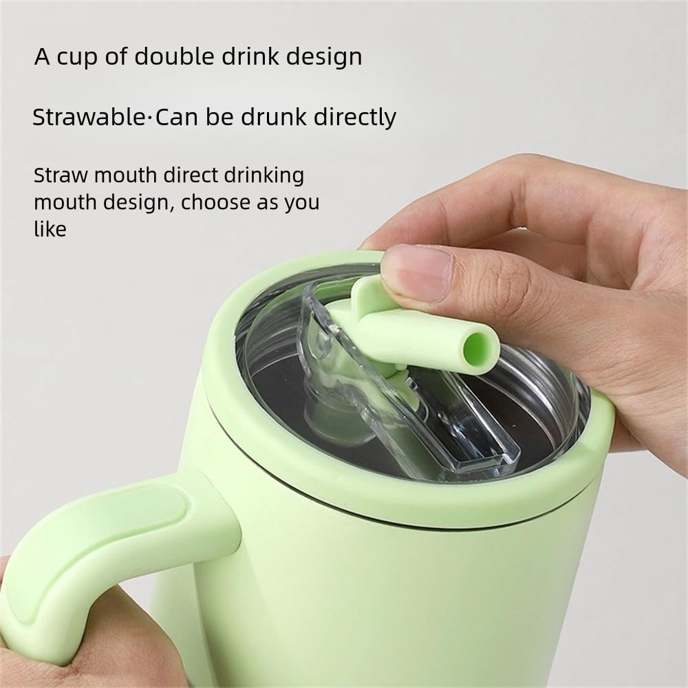 Besot 40oz Flip Cap Straw Cup with Handle Suitable for Car Cup Holder Leak Proof Traveler's Water Cup304 Stainless Steel Material - Image 2