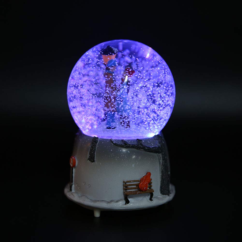 Bola de Nieve Caja de Música con Globo de Nieve Navidad, Bola Cristal Nieve Musical Adorno de Escritorio Hija Niño Recompensa Juguete Familiar Celebrar con Luz LED