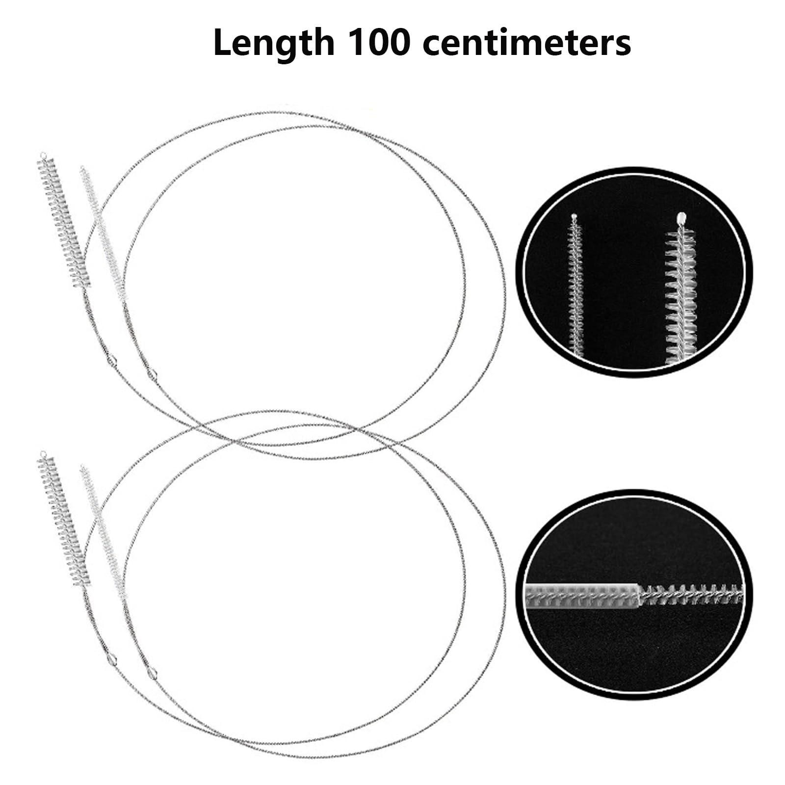 Lot de 2 brosses de nettoyage flexibles de 100 cm - Longue brosse de nettoyage pour canalisations - Brosse à paille - Brosse de vidange - Avec tuyau à boire - Blanc