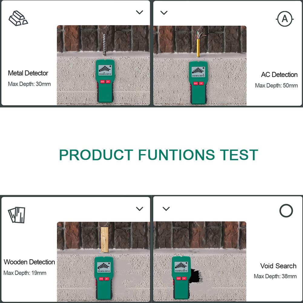 Buscador de vigas, detector de vigas 4 en 1, detector de vigas, detector de pared, búsqueda central del sensor con pantalla LCD para madera, alambre de CA, pernos de metal, detección de vigas de cabl