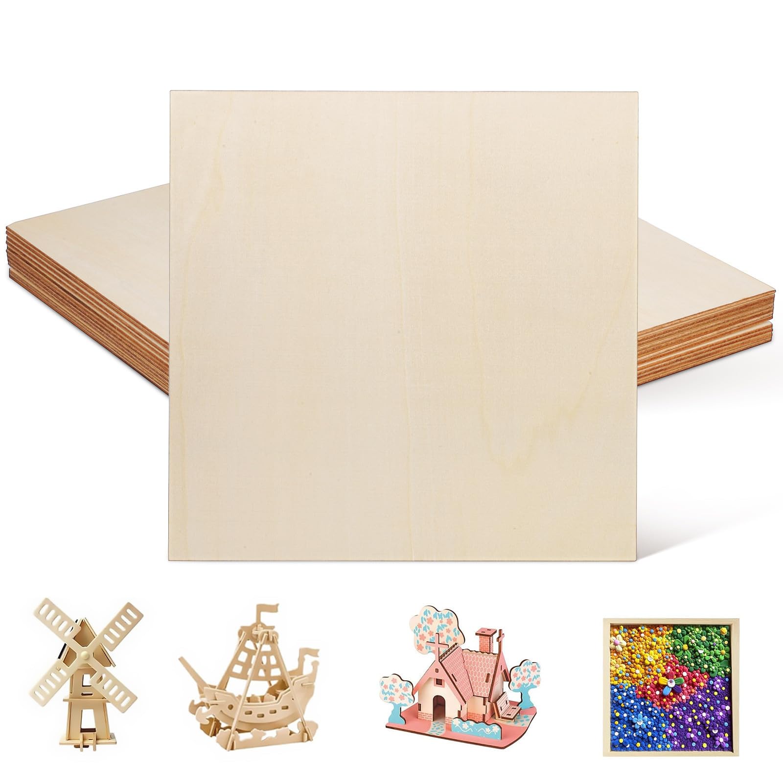 Zerodeko 12 Piezas Base de Madera para Manualidades de Tablones, Beige