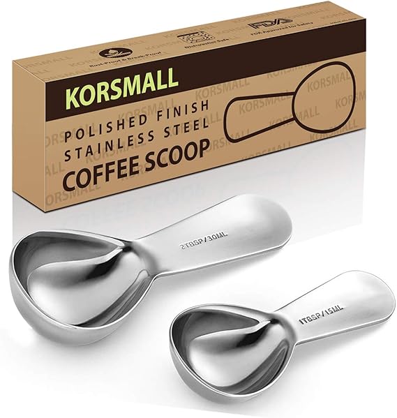 Endurance Stainless Steel Coffee Scoops by KORSMALL, 1&2 Tablespoon