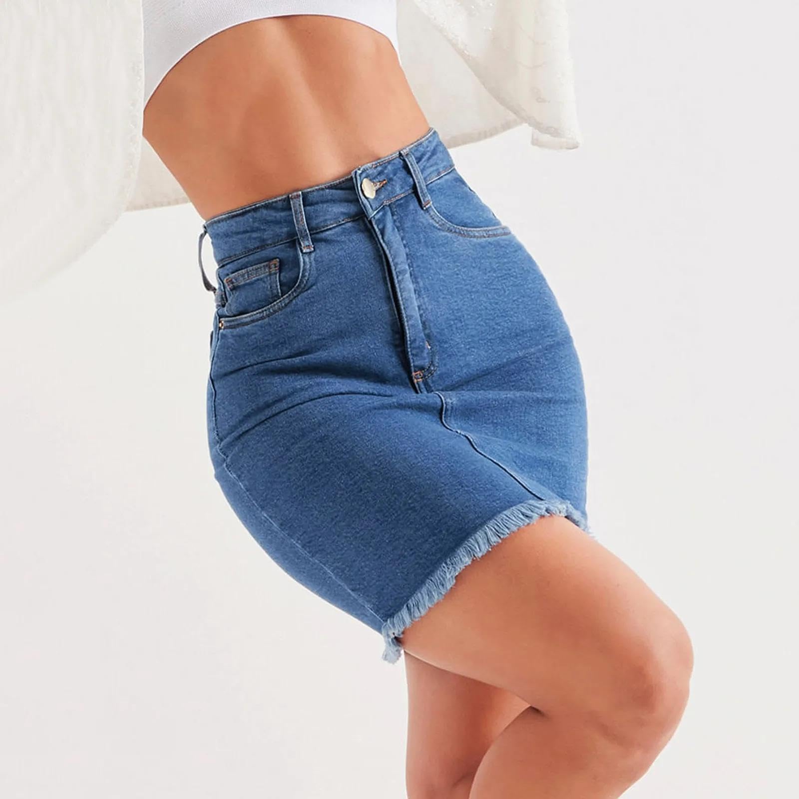 Rock Damen Langer Taille Skirt Linie Falten Damen Röcke Stretchröcke Mit Hoher Taille