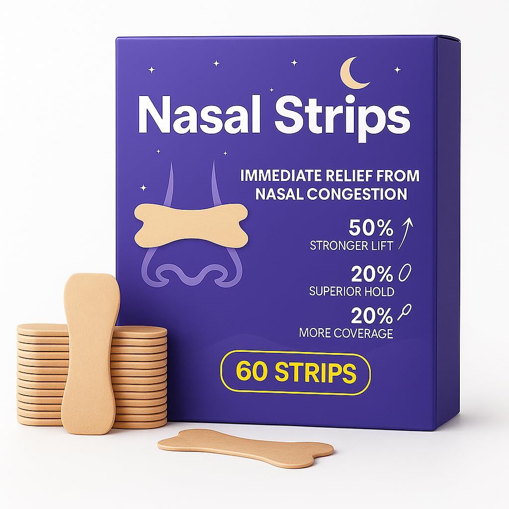 Extra Strength Nasal Strips for Snoring and Nasal Congestion Relief Drug-Free Breath Better Nose Strips with Strong Adhesive