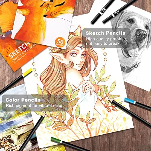 Art Supplies, Deluxe Wooden Art Set in Portable Case, Crafts Drawing Painting Coloring Kit with 2 Sketch Pads, Creative Gift Box for Adults Artist Beginners Kids Girls Boys 5 618o4tHHT2L. AC