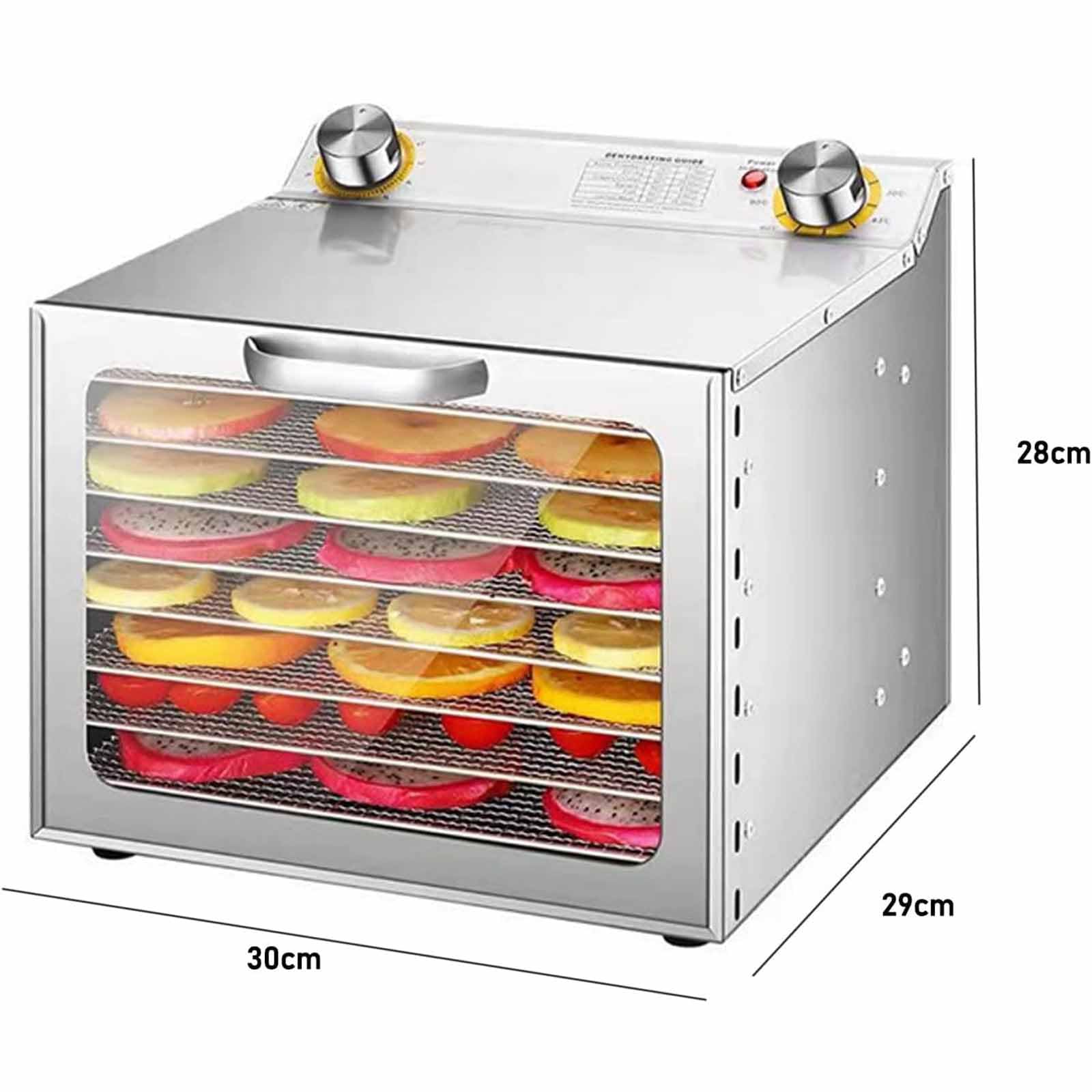Essiccatore per alimenti a 8 strati in acciaio inossidabile, essiccatore elettrico commerciale per frutta con timer (0-12 ore) e temperatura regolabile (40-90℃), essiccatore efficiente per uso