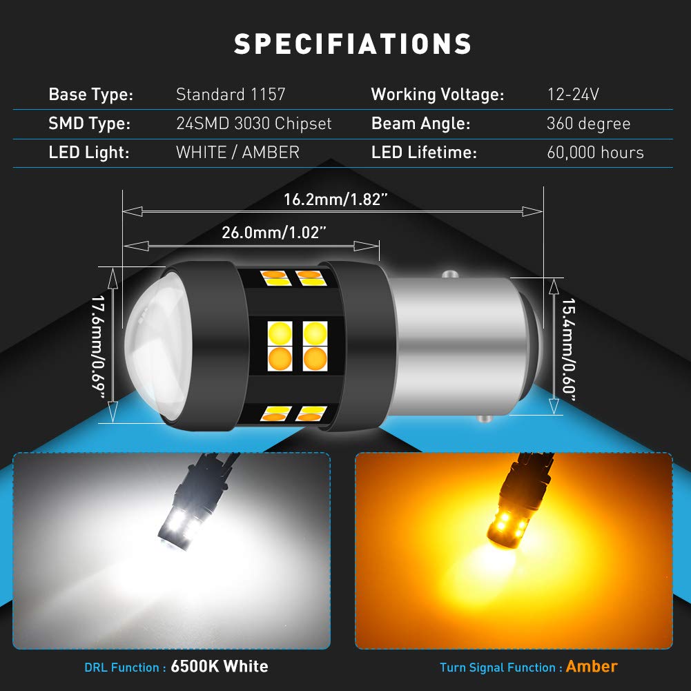 3157 Led Bulb With Built In Resistor 3157 Switchback LED Bulbs - Dual Color Amber/White Turn Signal Lights, Pack Of 2 3157 Dual Color Turn Signal Lights