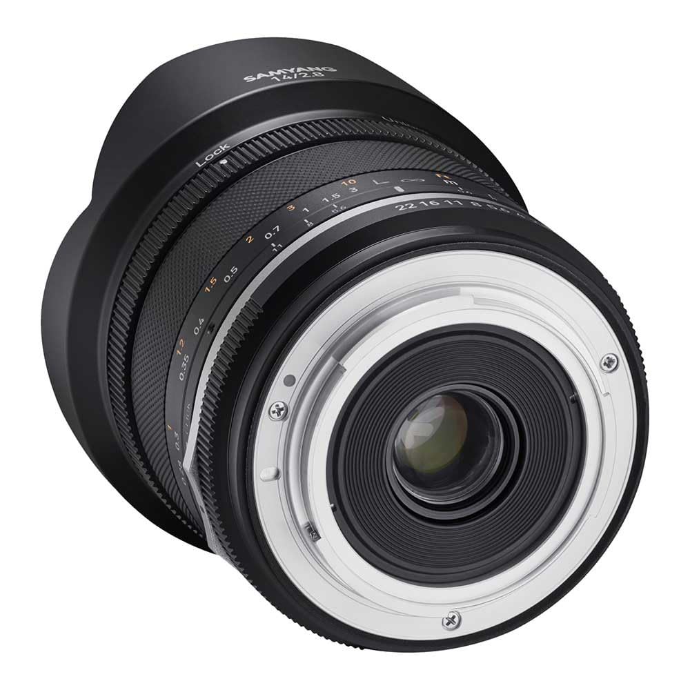 Samyang MF 14 mm F2,8 MK2 pour Nikon F AE - Objectif Grand Angle Manuel pour Plein Format et Distance focale Fixe APS-C Nikon F Mount, 2ème génération D7200, D750, D810, D500, D7500, D850, D780, D6