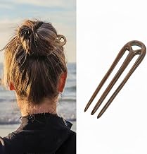 OSALADI French Turtle with Three Teeth Hair Fork Clip Stick Chinese Wooden Fork Hairpin Side Hair Comb Hair Clips Grips for Girls Khaki