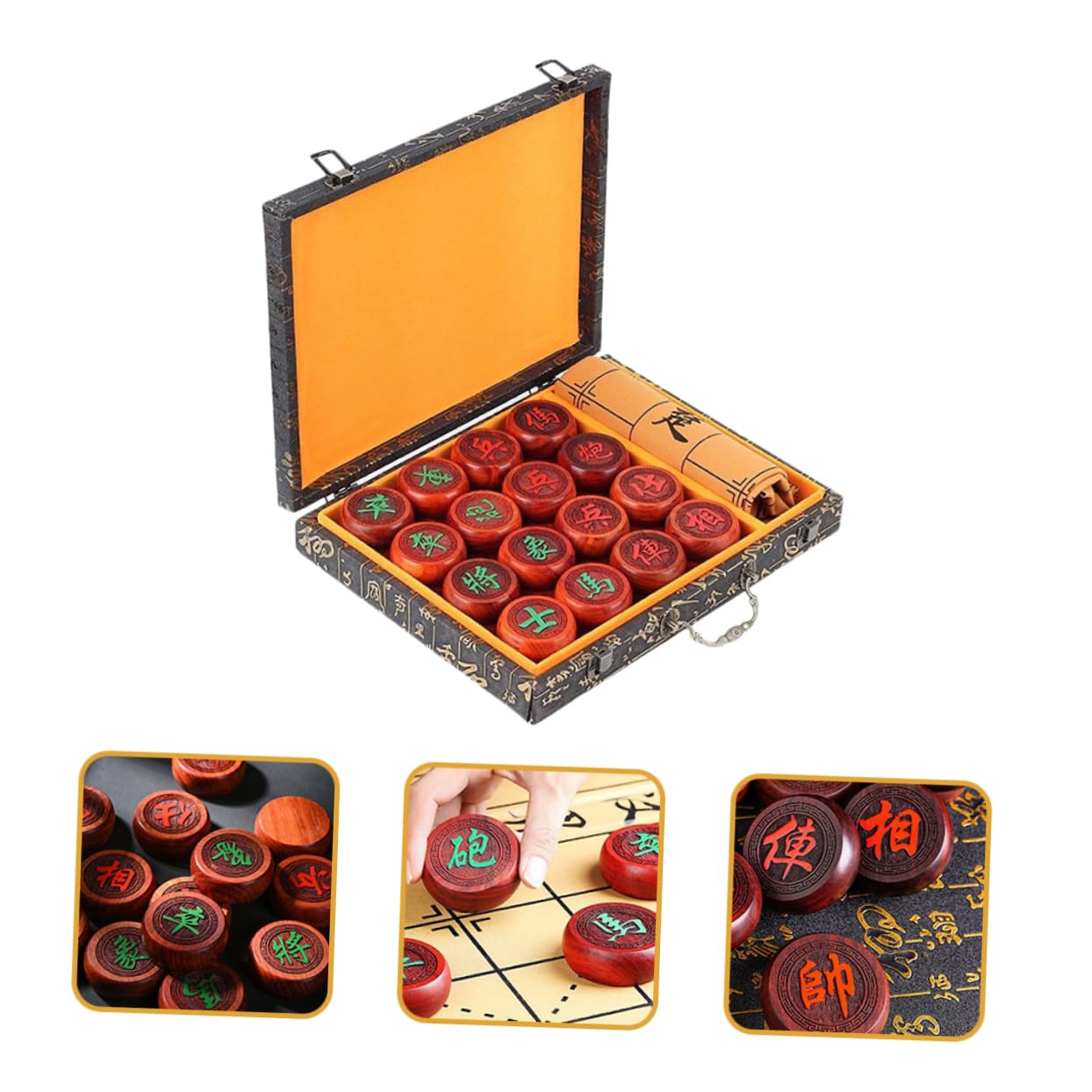 1set Scacchi Cinesi Legno Con Scacchiera Portatile Tradizionale Gioco Da Tavolo Per Famiglie e Adulti Realizzato Legno Di Alta Qualità Con Design Elegante e Manifattura Eccellente