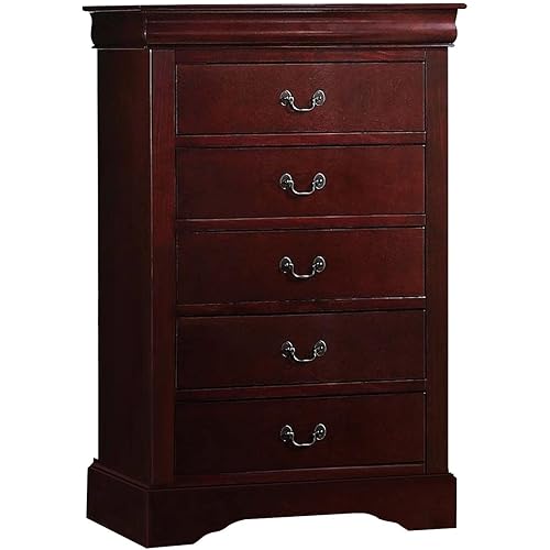 Knocbel Wood Chest with 5 Storage Drawers, Traditional