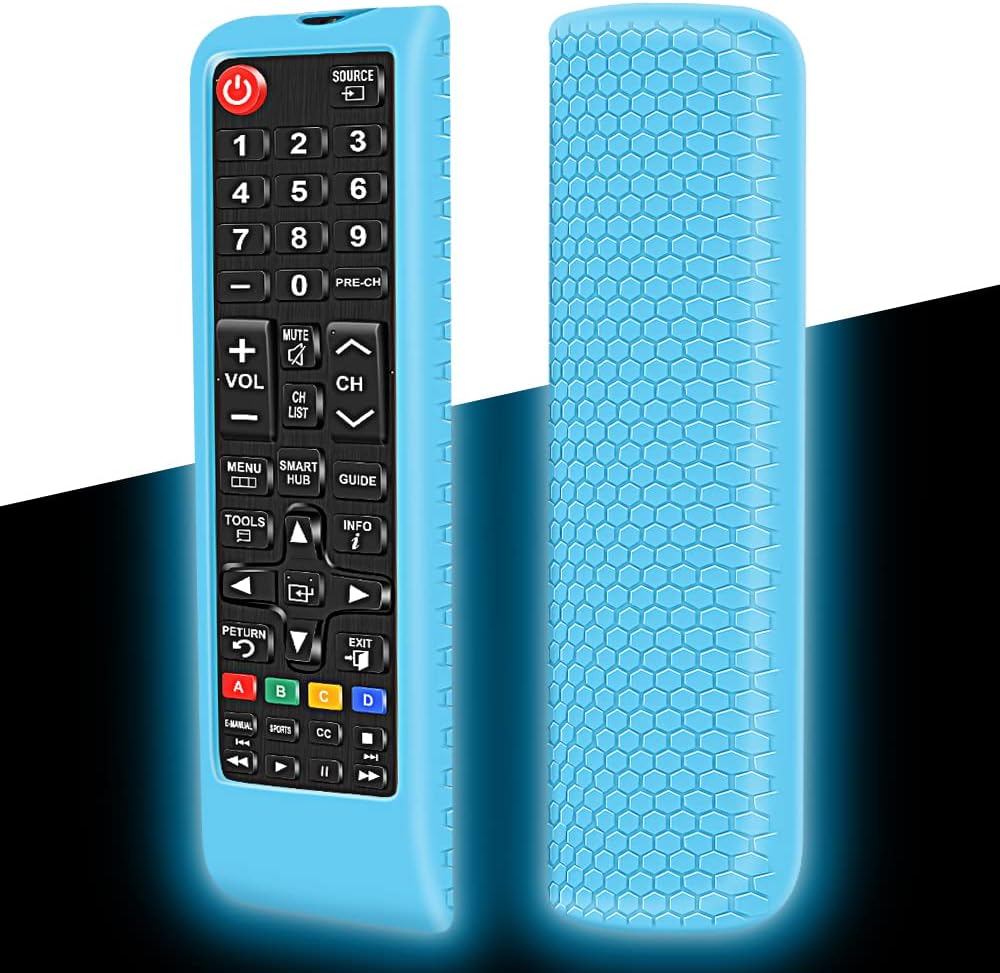 Protective Case Cover for Samsung Remote Control - Shockproof Silicone Bumper Back Cover, Holder Skin Sleeve Accessories - Fits BN59-01315A BN59-01199F AA59-00666A BN59-01301A - Glowblue