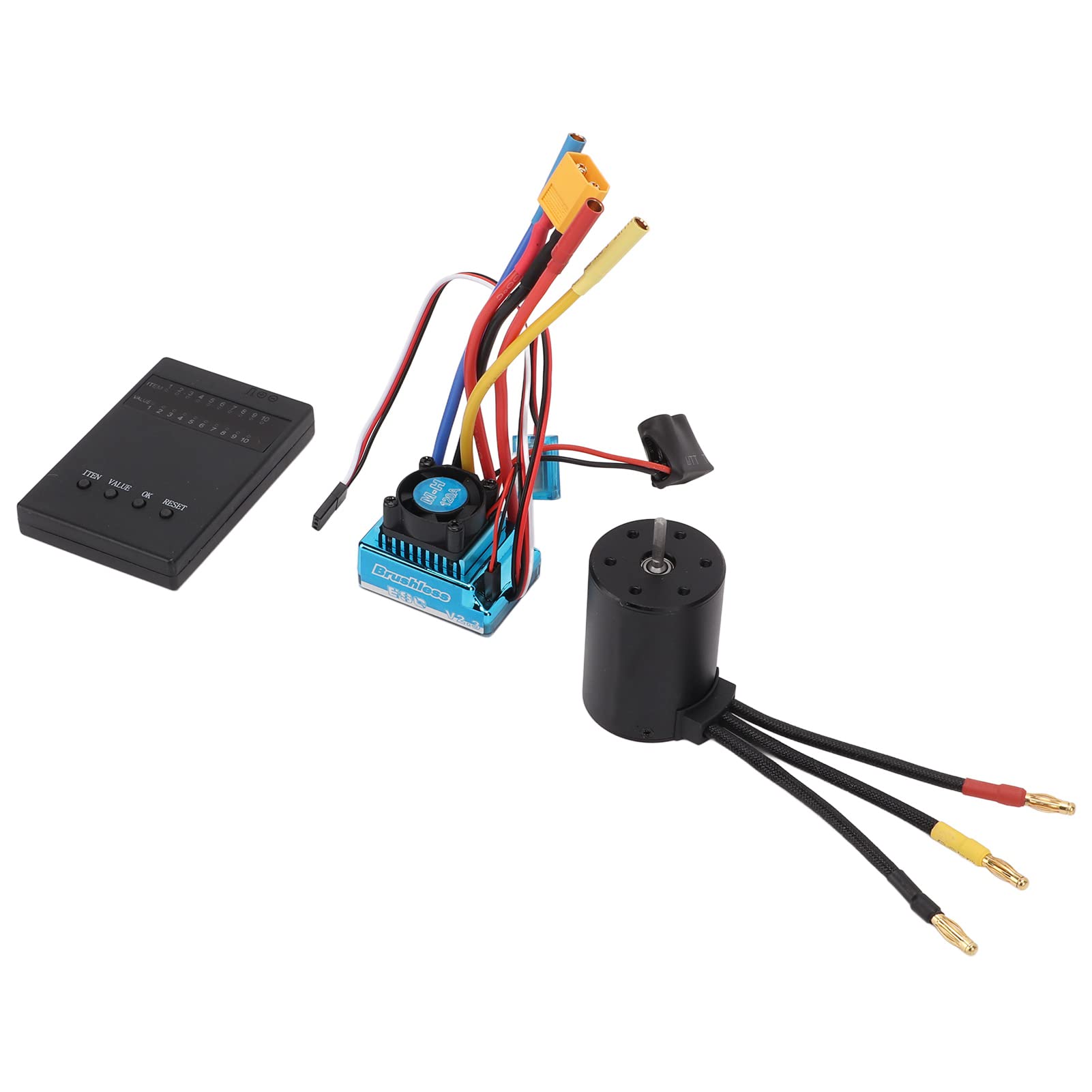 Dilwe Zestaw Silnika Bezszczotkowego 3650, Silnik Bezszczotkowy 3100KV ze Stopu Aluminium z 120A ESC i kartą Programowania, Konfiguracja XT60 2 do 4S dla 1 10 1 8 Kierowców Samochodów RC