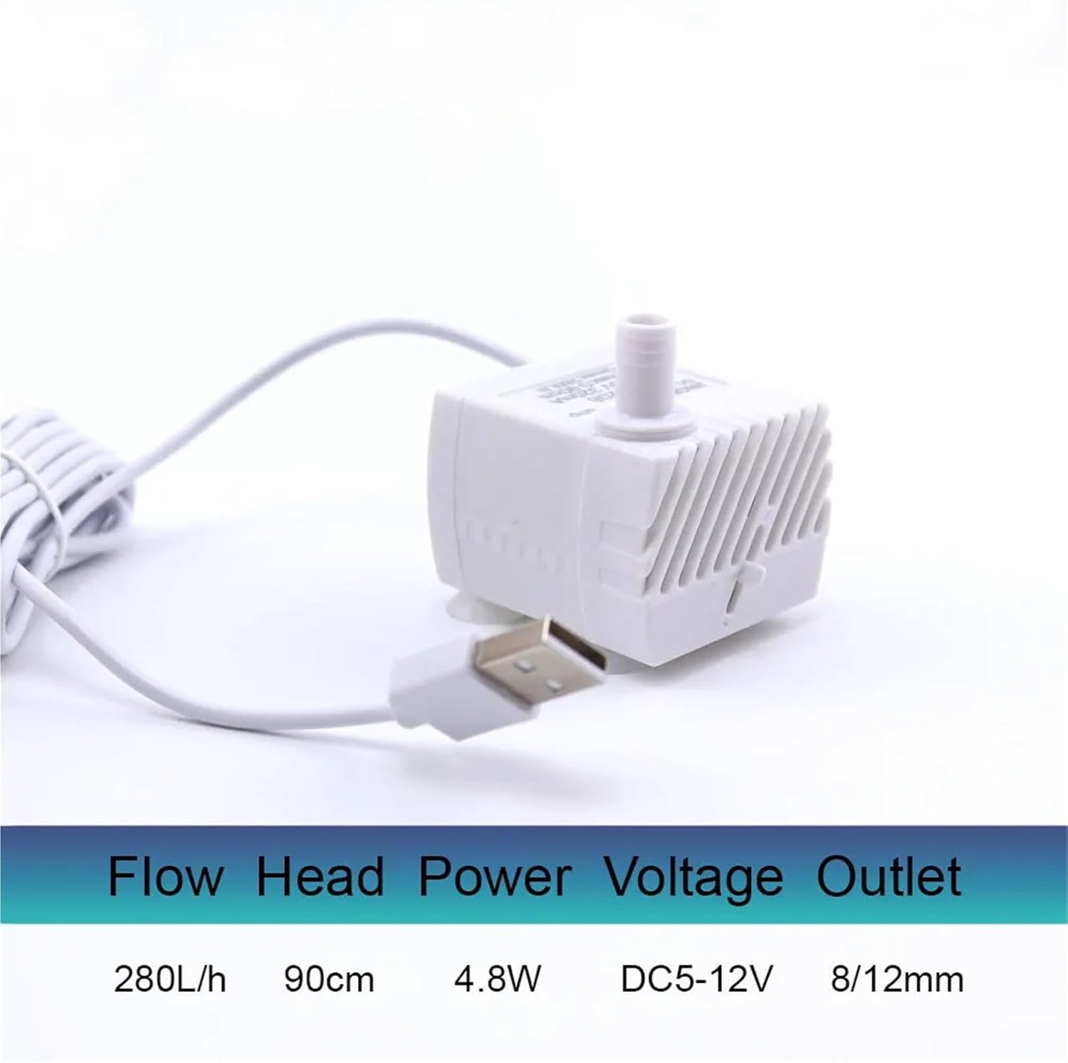 Aquarium Submersible Pump Water Pump Mini DC5V USB Power Interface 280L/h Suitable For Small Fish Tanks 1Pcs