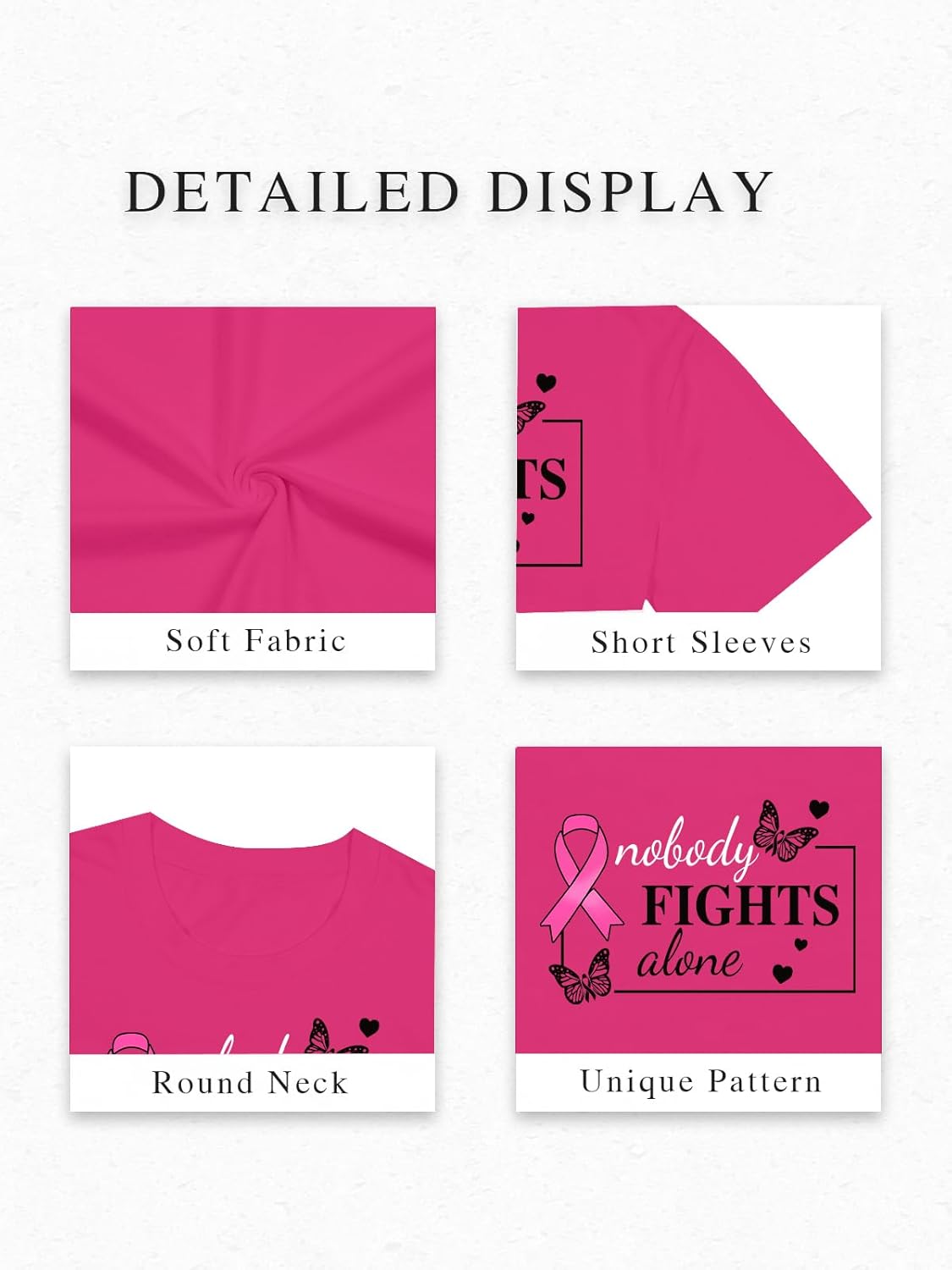 Breast Cancer Shirts for Women Breast Cancer Awareness Support Tshirts Pink Ribbons Short Sleeve tee Tops - Image 4