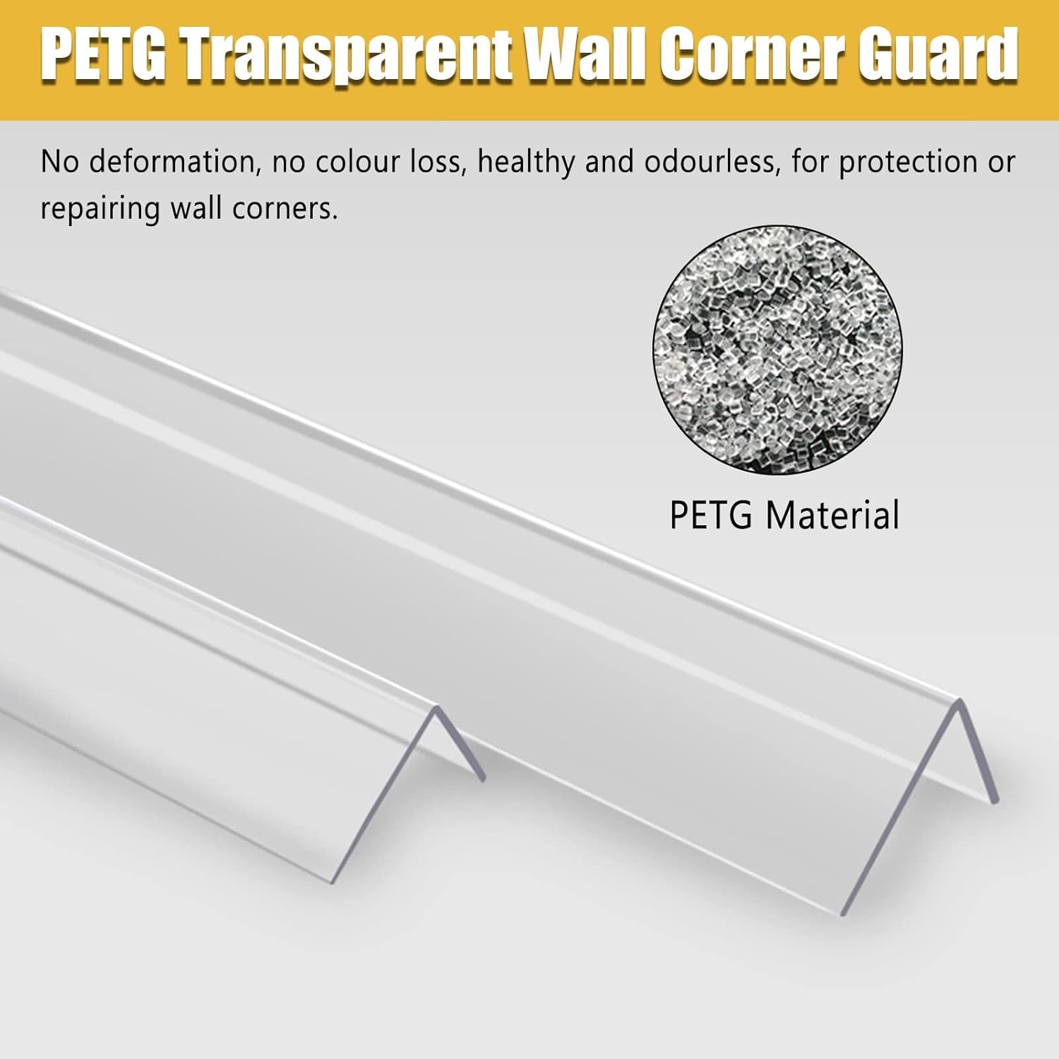 Clear Wall Corner Protector Self Adhesive, 8ft Drywall Edge Trim/ 90 Degree Wall Edging Strip Molding Bumper for Dog Chew, Home Window Sill/ Furniture Edge Shield(10 PCS,W 1 1/5IN L 8FT/96INCH/244CM)