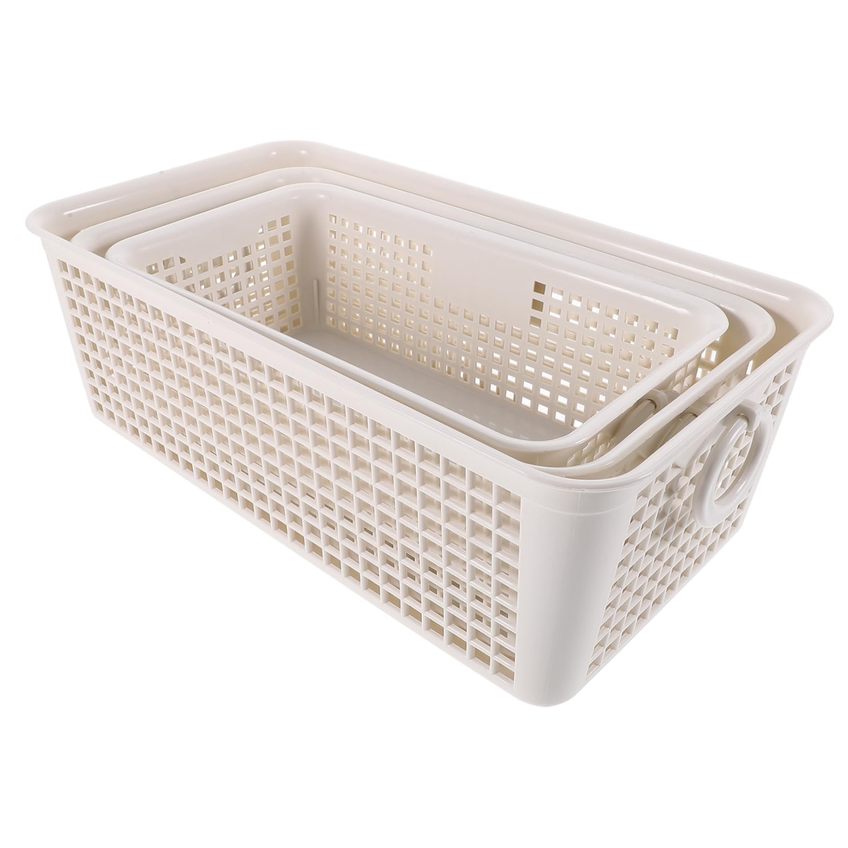 Cabilock 2 Series Cesta De Almacenamiento Plástica Apilable Con Organizador De Escritorio Con Asas Para Baño Cocina Y Armario Capacidad Grande Para Objetos Pequeños 3 Piezas X 2