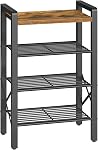 YATINEY 12-Tier Rack de chaussures étroit, Rack pour chaussures longues pour 12-24 paires, organisateur de rangement de chaussures minces avec dessus en bois, Space Sauvetage, cadre en métal, pour entrée, brun rustique et noir SS61BR
