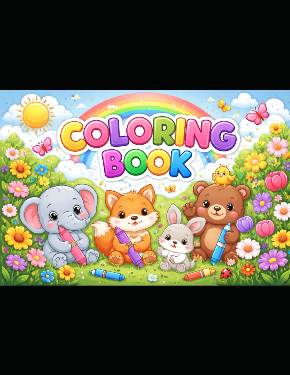 Cute Animals & Beautiful Flowers Coloring Book for Kids: Fun and Easy Coloring Pages for Children Ages 3–8