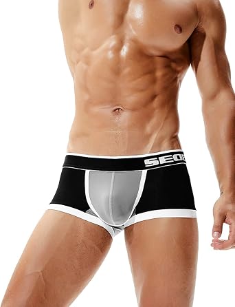 SEOBEAN Mens Low Rise Nylon Trunk Boxer Brief Underwear