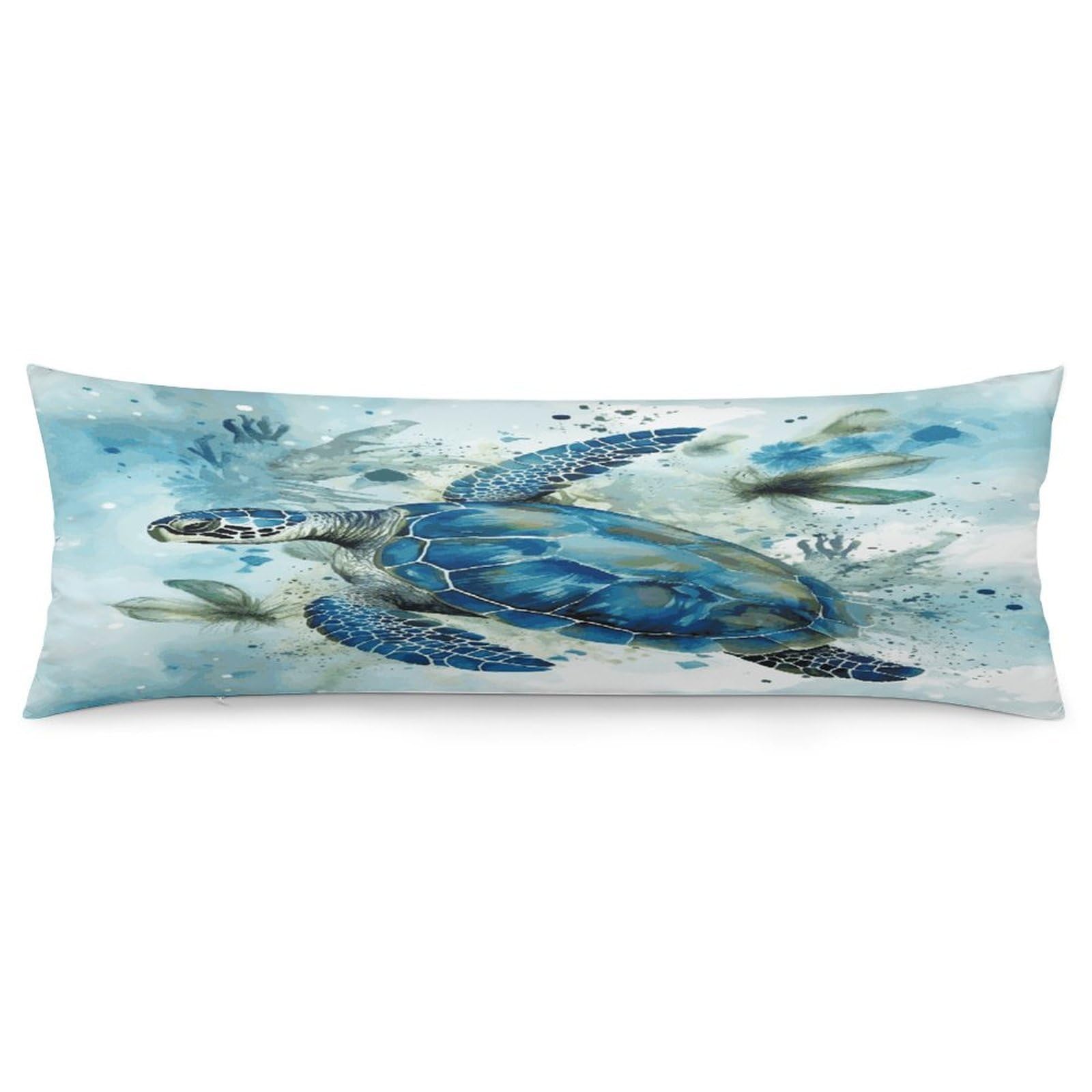 Sea Turtle-Blue Pillowcase Decorative Long Body Pillow Case Soft Breathable Body Pillow Cover Modern Large Pillowcase Cute Body Pillow Pillowcases for Bedroom Couch 18.9 X 53 Inch