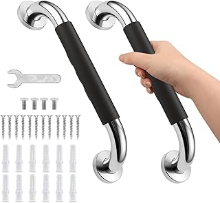 2 Pack Grab Bar Rail Anti-Slip Bathroom Shower Grab Bars for Seniors Elderly Wall 12inch Stainless Steel Safety Handicap Handle Bath Bathtub Toilet Rail
