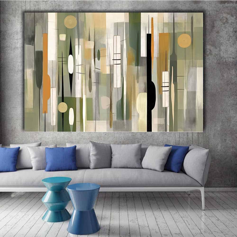 TODOAA Cuadro Abstracto Modernos Lienzo Patrón geométrico moderno blanco y negro cuadros -Salon baño Comedor dormitorio Decoración de pared（Verde-80x120cm Sin marco