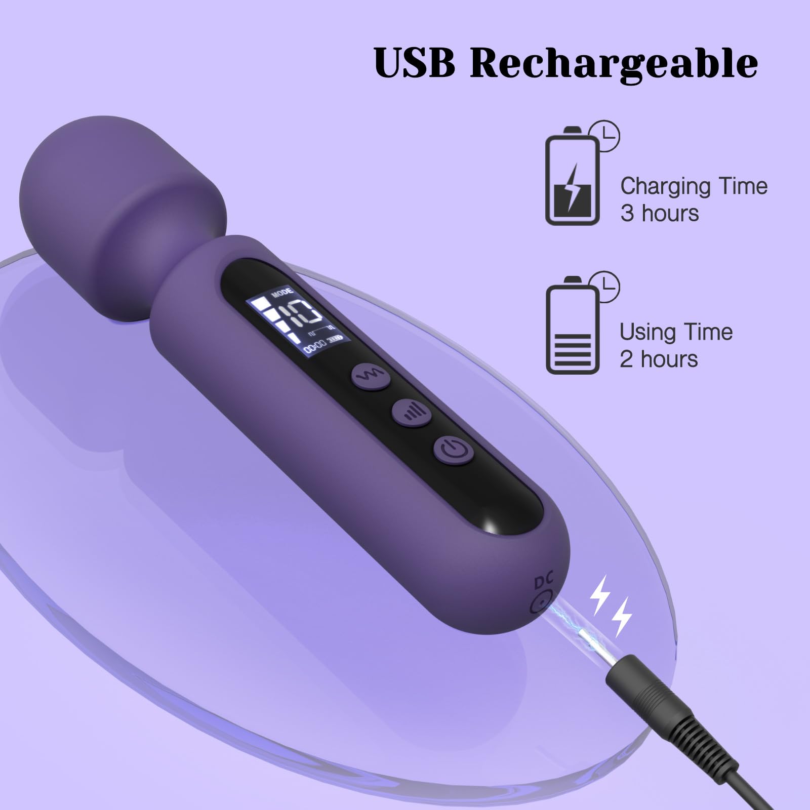 Tracy's Dog Wand Vibrator Kits, Couple Adult Sex Toys with 3 Attachments for Clit, G Spot, Glans, Clitoral Stimulator Vibrating Dildo with LCD Display, 10 Patterns 4 Speeds (Passion Kit)