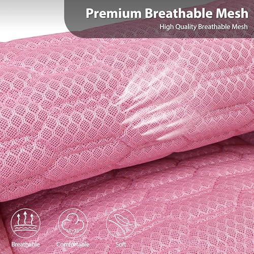 Image of CAR PASS 3D Foam Mesh Leather Car Seat Covers Full Set, Pink Breathable Mesh Faux Leather Seat Covers for Women, Universal Fit for Car SUV Truck Sedan Automotive, Armrest Airbag Compatible, All Pink