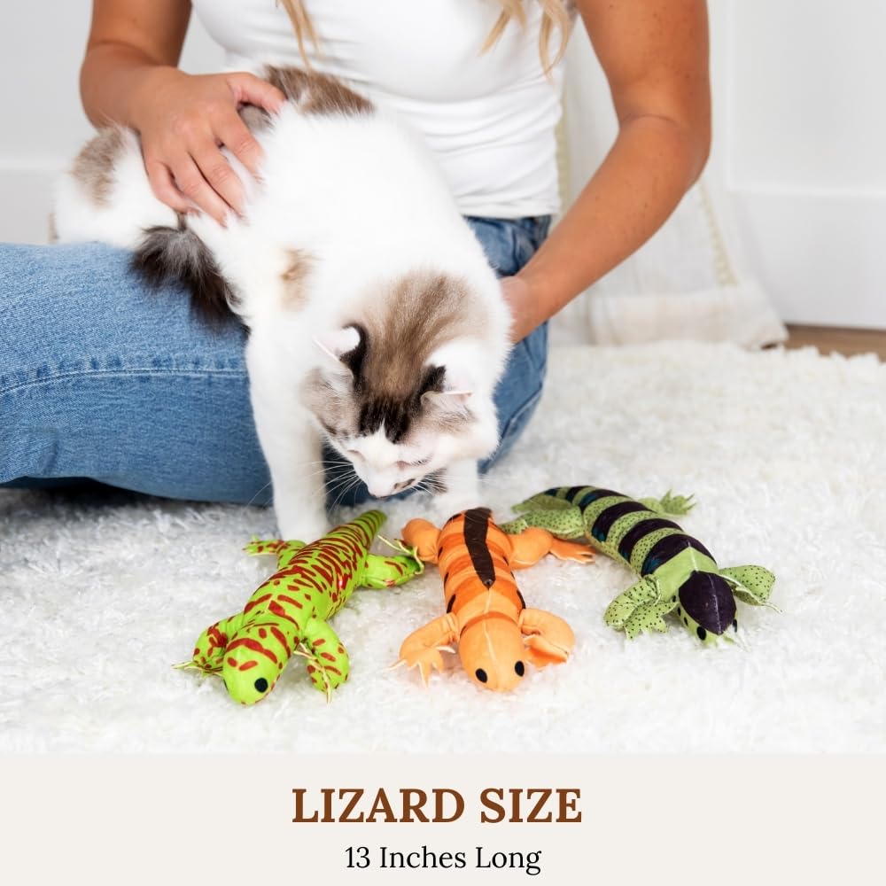 Jouets pour chat - Herbe à chat pour chats - Jouets à herbe à chat pour chats d'intérieur - Jouet pour chat en forme de lézard - Jouet interactif pour chat - Jouet à mâcher pour chat d'intérieur