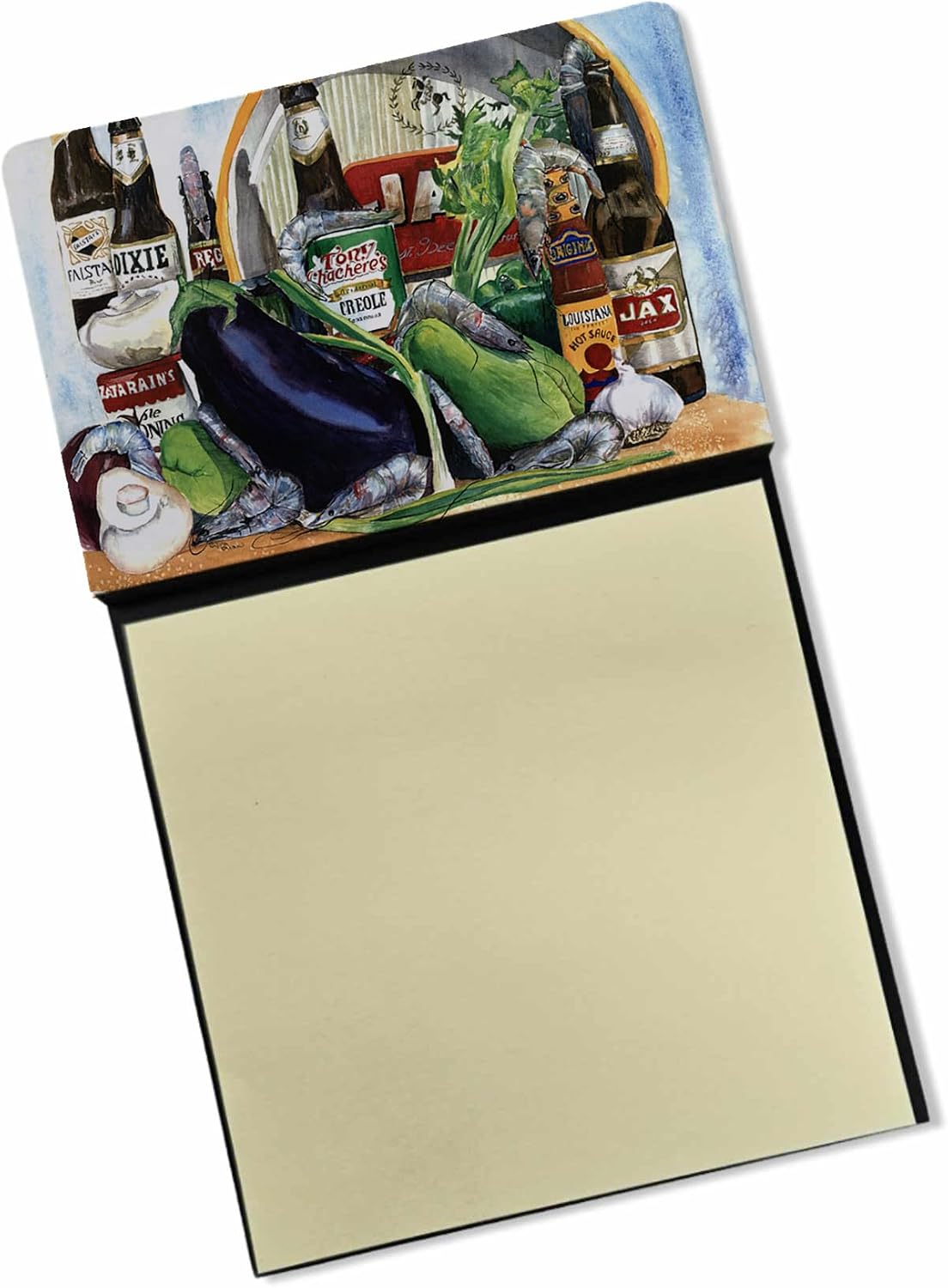 Caroline's Treasures Eggplant and New Orleans Beers Refillable Sticky Note Holder or Postit Note Dispenser, 3.25 by 5.5", Multicolor