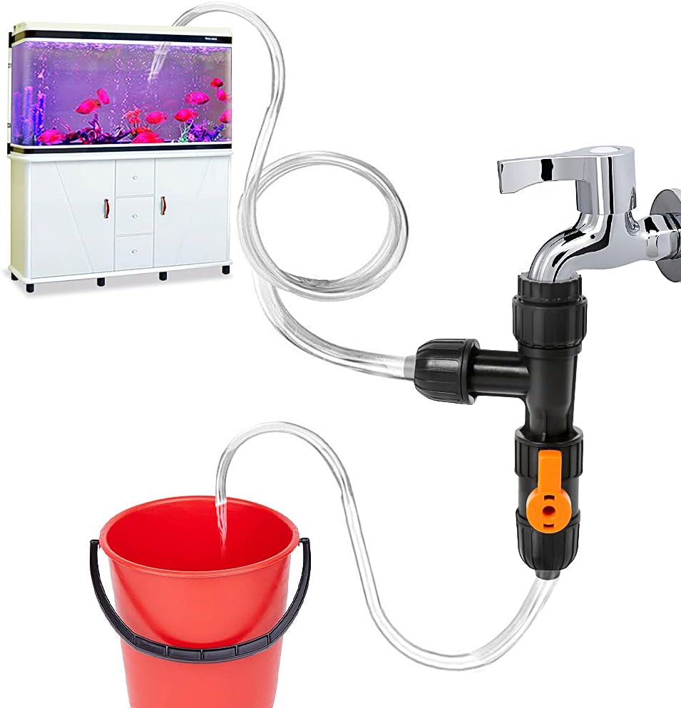 WIOR Water Changer Kit, 3 Pcs Aquarium Water Changer with 2 Faucet Nozzles Connectors Water Changer Replacement Parts for Fish Tank Cleaning