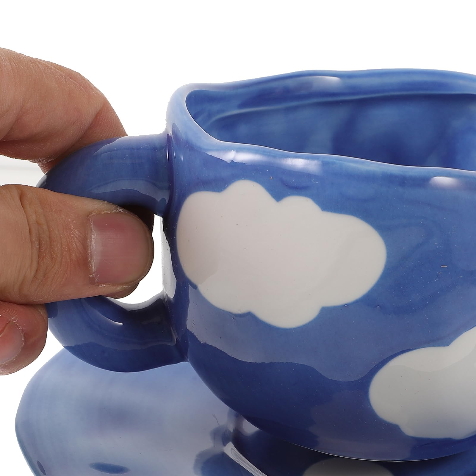TOPBATHY Taza de Desayuno de Cerámica Azul 201-300ml, Juego 1 | Café y Té, Uso en Oficina o Cafetería, Diseño Sencillo Líneas Bonitas, Uso Versátil