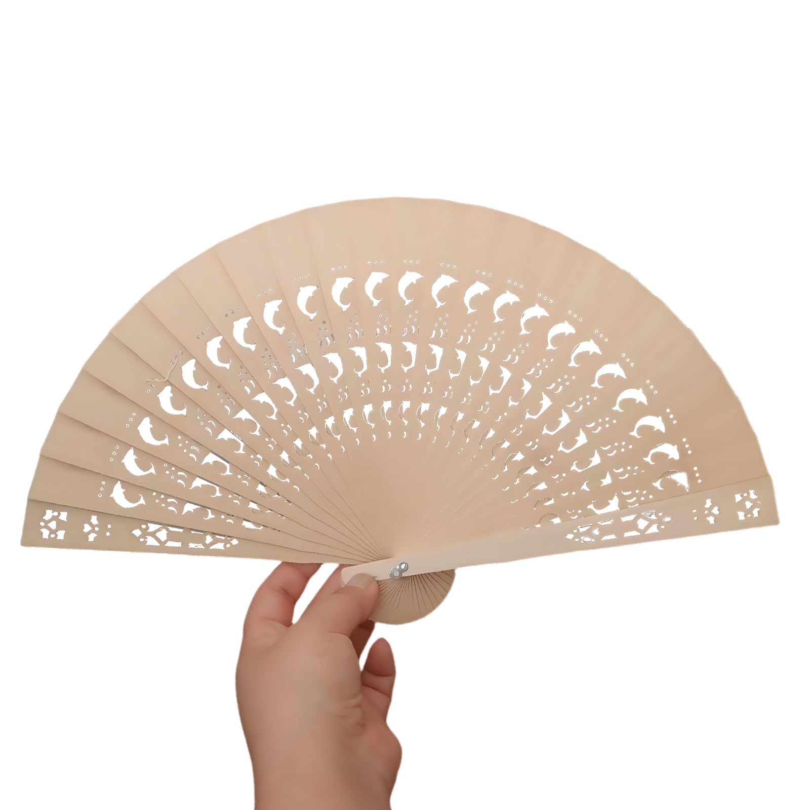 hogtnd Wooden Hand Fan Hollowed Carved Wood Decorative Fans Vintage Foldable Chinese Fan Photography Props for Women Decorative Foldable