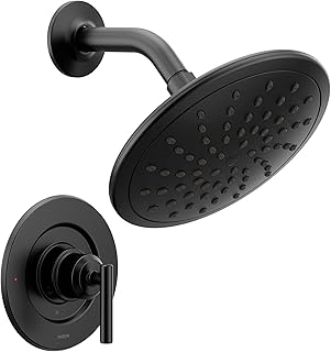 Gibson Posi-Temp Pressure Balancing Modern Shower Trim with 8-Inch Eco-Performance Rainshower Head, Valve Required, Matte Black, T3002EPBL