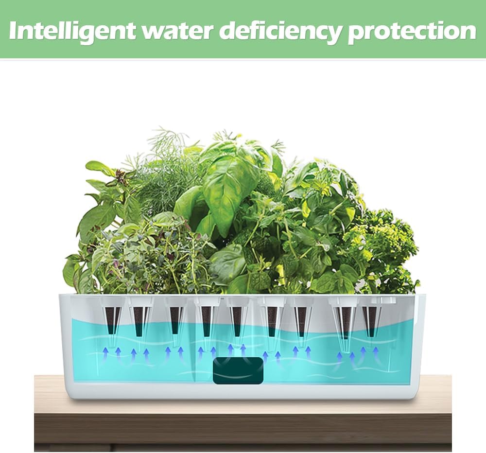 YUEWO 9 Pods Hydroponics Growing System Hydro Indoor Herb Garden Up to 27.5'' Plant Germination Kit with Pump System Grow Light for Kitchen Home Countertop Gardening