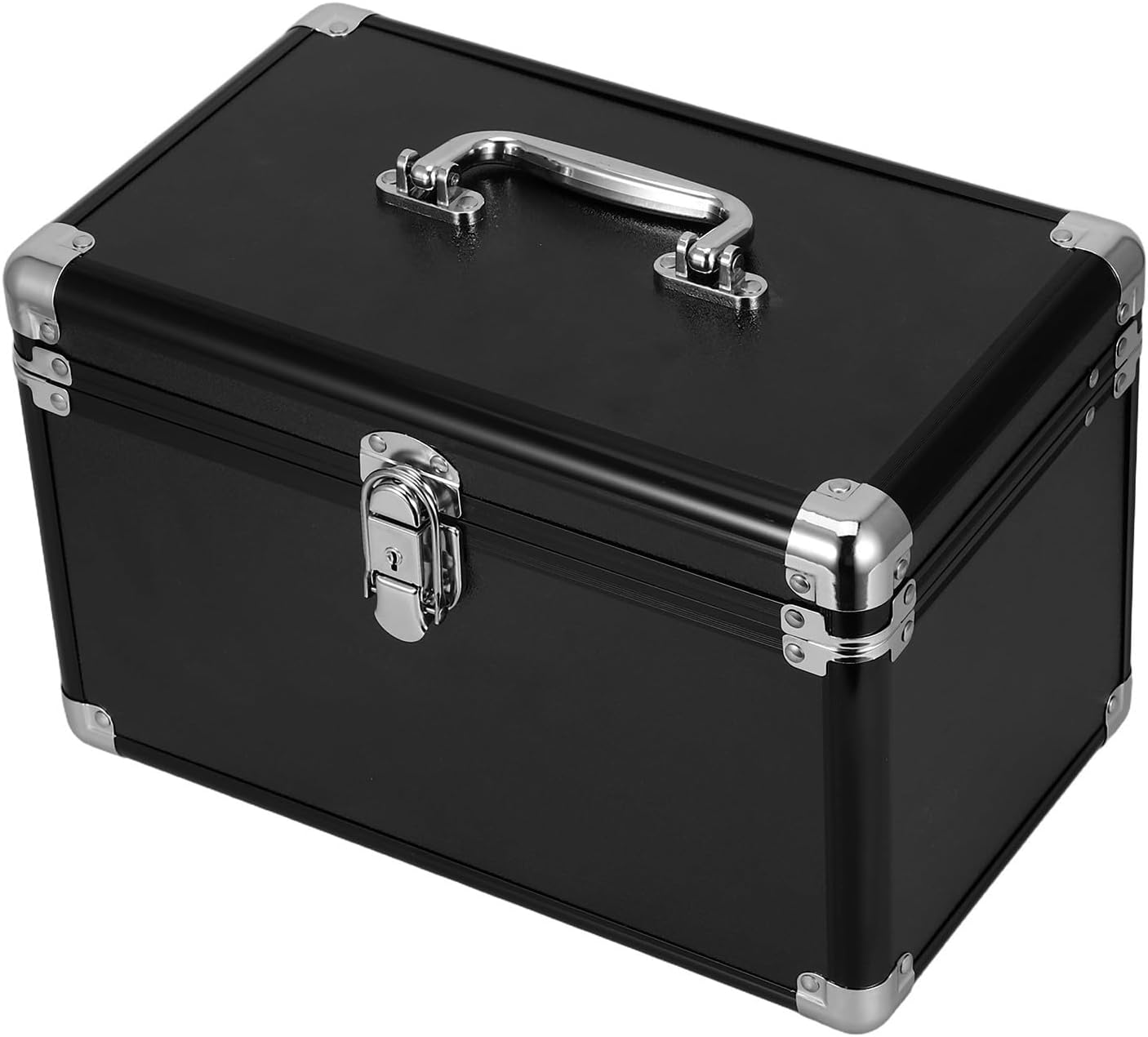 Portable, Aluminum Alloy with Tool Box Suitcase 2-layer Sealed Clasp Structure Enhanced Safety and Easy to Carry for Black Workshop Organization and Travel Tool Cases Mobile