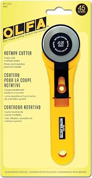 OLFA 45mm Straight Handle Rotary Cutter RTY-2/G - Rotary Fabric Cutter w/Blade Cover for Crafts, Sewing, Quilting, Replacement Blade RB45-1