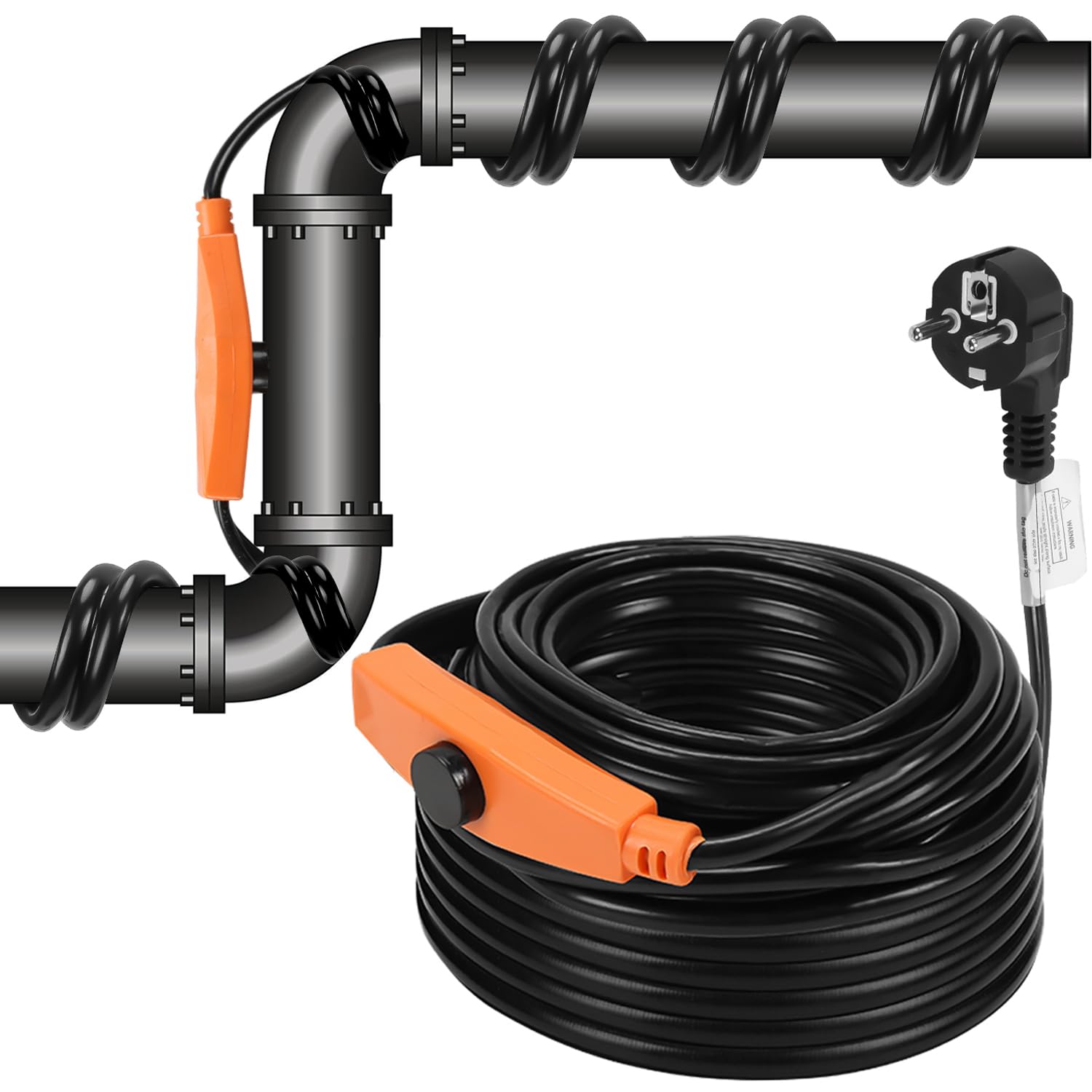 Cavo Riscaldante Antigelo Schwabe - 6 Metri, 15W/m, Con Termostato Integrato, IP44, Per Tubi E Grondaie