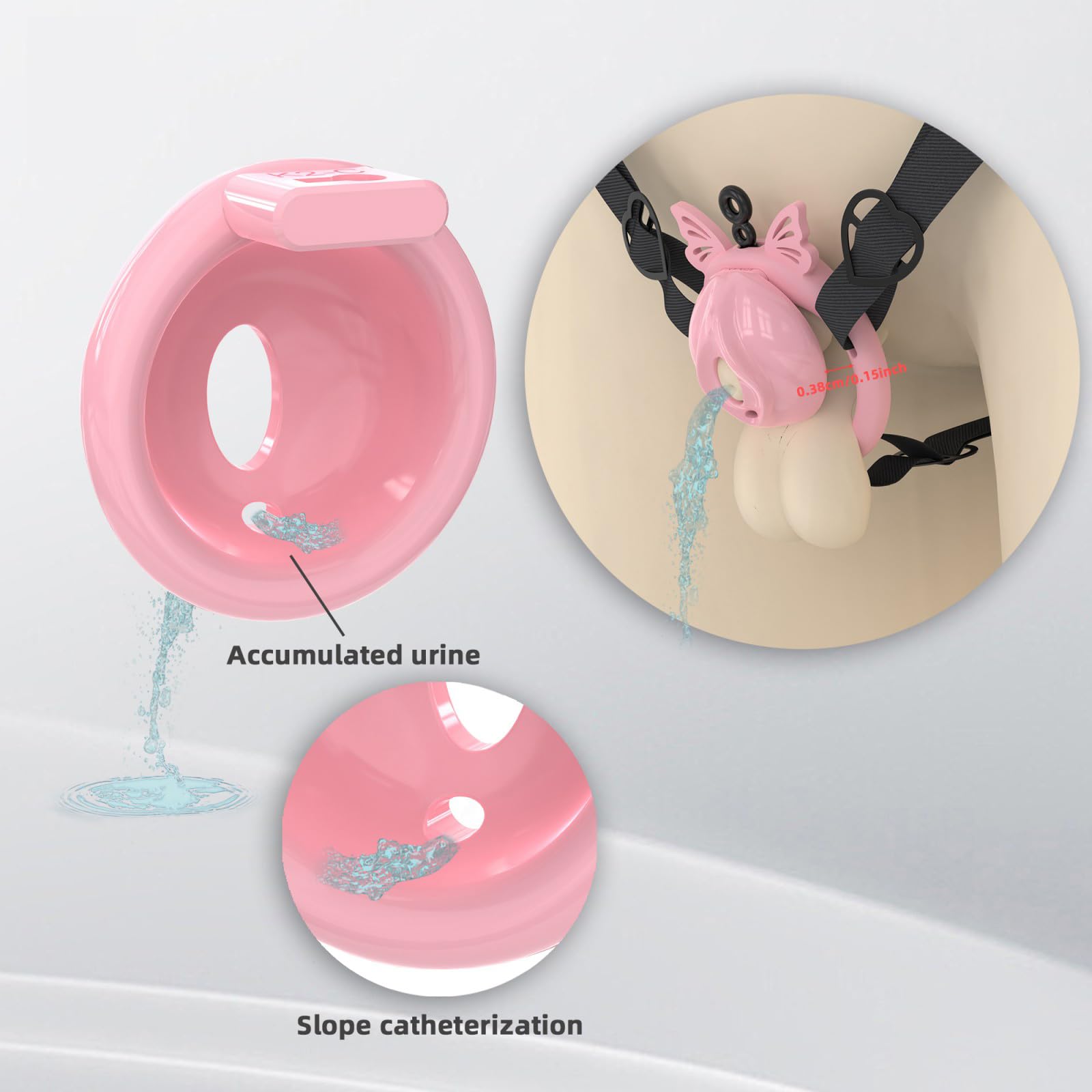 Cage de Chasteté pour Pénis Sex Toys Chastity Cage man en Résine avec Cathéter et 4 Anneaux en Silicone Cage Chastetée Légère avec Serrure Dissimulée et Ceinture pour Bondage le Pénis (A)