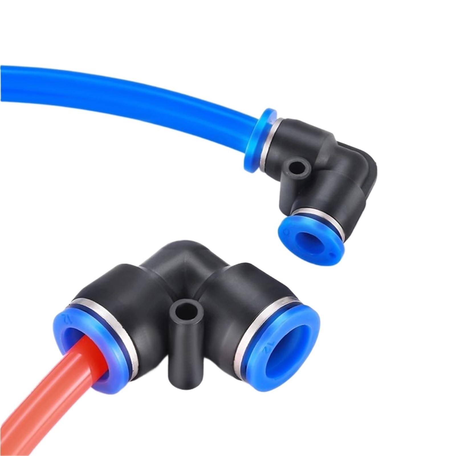 20 piezas neumáticas de ajuste rápido PV de 90 grados de plástico de 4 mm, 6 mm, 8 mm, 10 mm, piezas de aire, conector rápido de 2 vías (PV-8,50 piezas)