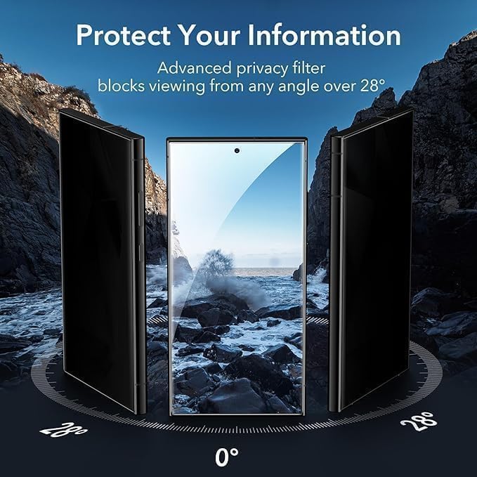 Image of WonRia Pack 1- Privacy Tempered Glass Compatible with Samsung S25 5G | FingerPrint Unlock | 9H Screen Guard Protector | Anti-Spy | Case Friendly - Installation Kit