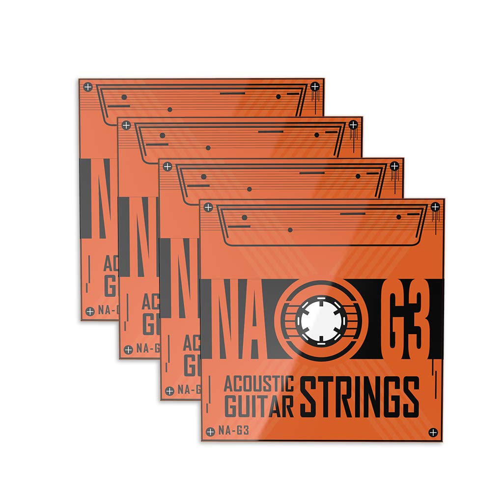 KINGDUO 24Pcs / 4Pack Cuerdas De Guitarra Acústica Profesional Recubrimiento De Bronce Fosforoso Acero Alambre .012-.053 Inch Sensación De Mano Dura Na-G3