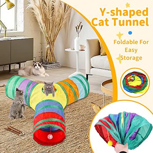 TAVADA Katzenspielzeug Set mit Katzentunnel,Katzen Spielzeug,37 Stück Kätzchen Maus Spielzeug Set,mit Katzentunnel,Bälle,Plüschspielzeug,Federspielzeug für Kitty Katzen