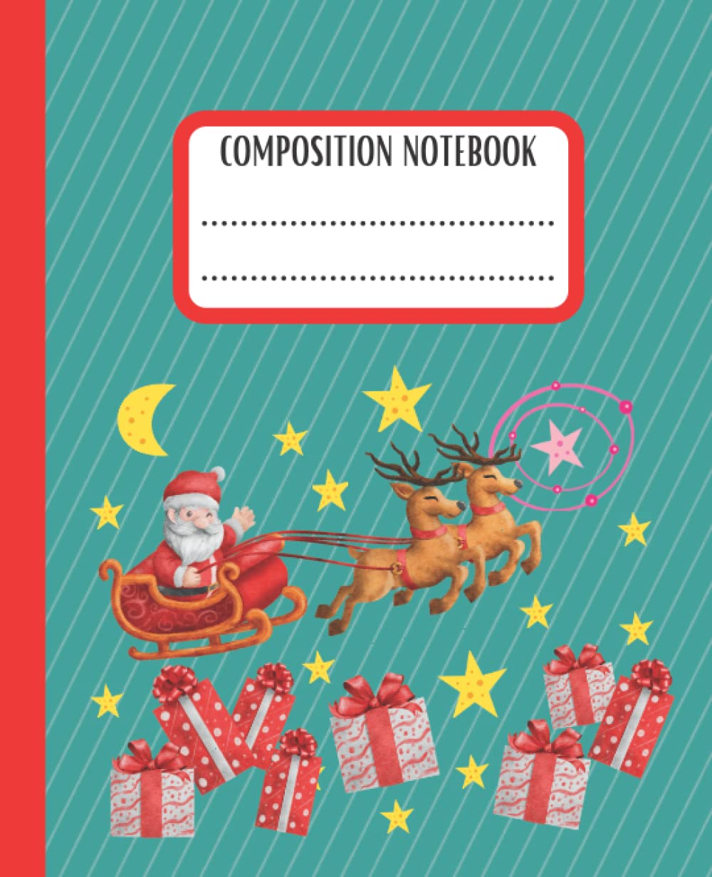 Christmas Composition Notebook for KIds: with Cute Christmas Theme Designed Interior, Grades k-2, 120 Wide Ruler Lined Pages