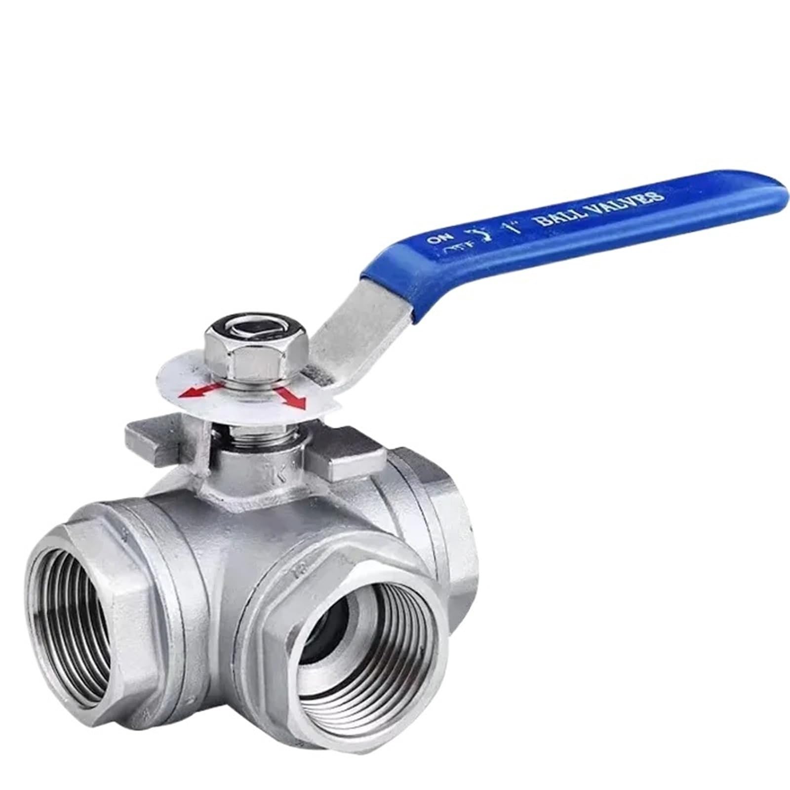 Válvula de bola de 3 vías tipo T, acero inoxidable 304, rosca hembra BSP de 3/4 pulgadas